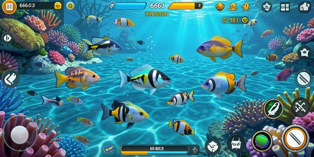 Tampilan gameplay 666J yang seru dan menantang dalam menembak ikan.