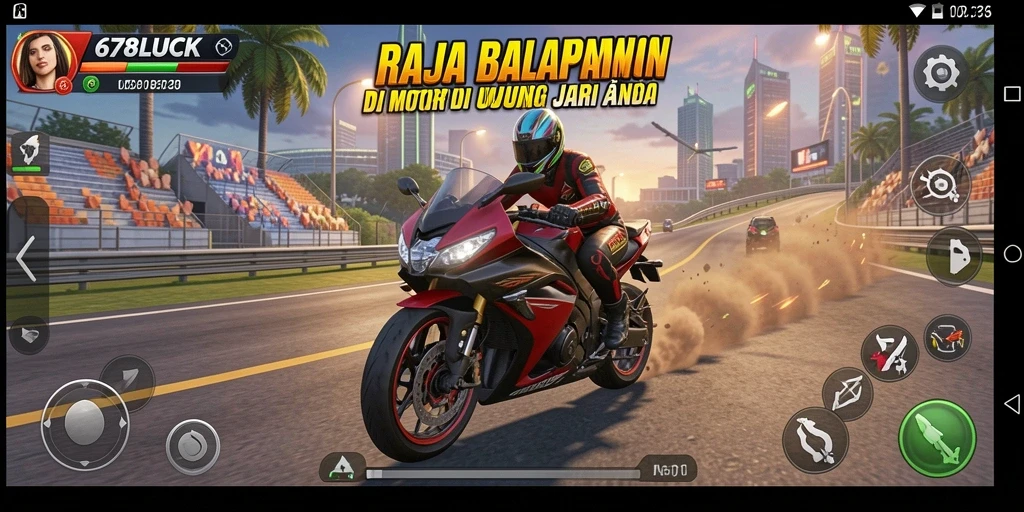 Screenshot menampilkan aksi balapan motor yang mendebarkan.