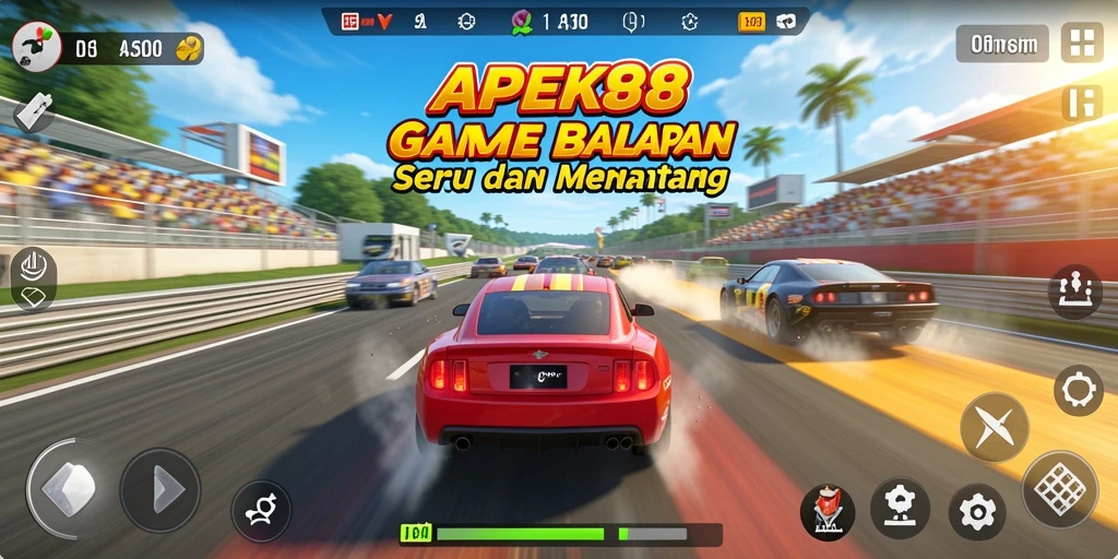 Screenshot APEK88 menampilkan aksi balapan yang mendebarkan dan kendaraan yang keren.