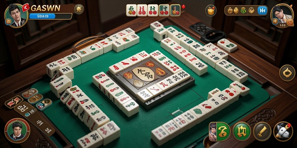 Screenshot gameplay GASWIN dengan tampilan Mahjong yang menawan.