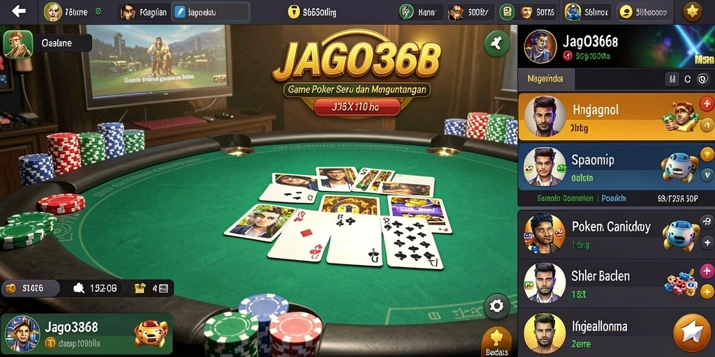 Tampilan gameplay poker yang menegangkan di JAGO368.