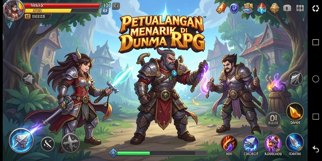 Gameplay RPG seru dengan eksplorasi dan pertarungan menarik.