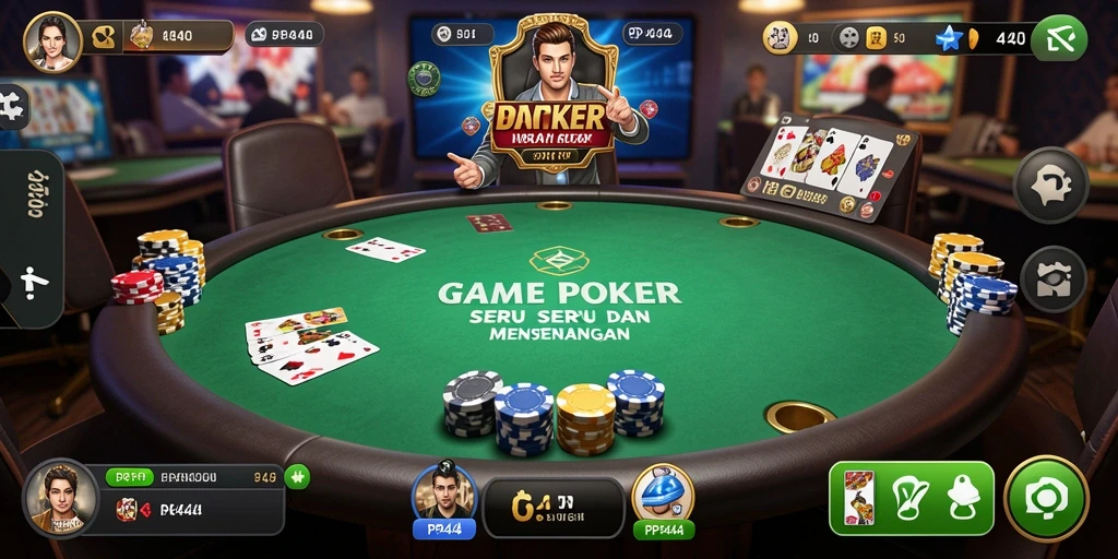 Tangkapan layar gameplay PP444 menampilkan aksi poker yang menarik.