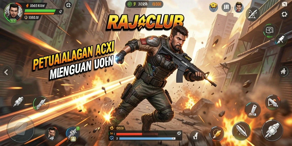 Tampilan gameplay seru dan penuh aksi di RAJACLUB.