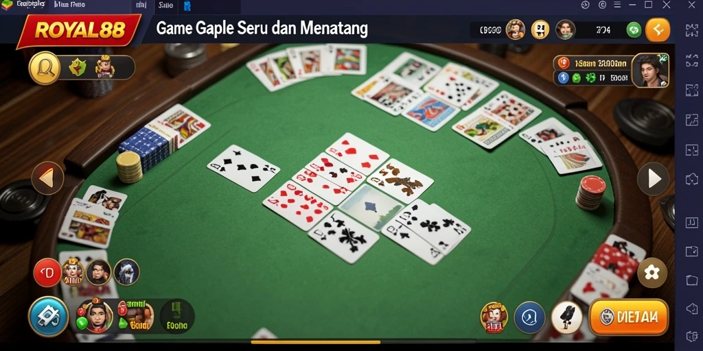Tampilan gameplay seru di ROYAL88 menunjukkan momen intens permainan Gaple.