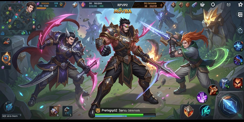 Screenshot RPVIP2 menampilkan aksi pertempuran yang seru di arena MOBA.