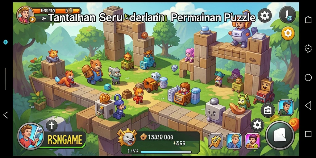 Screenshot gameplay RSNGAME menampilkan berbagai teka-teki seru yang menantang.