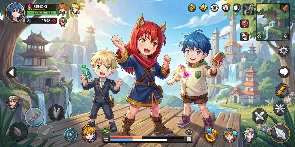 Tampilan grafik SEHOKI yang menakjubkan dengan karakter anime yang dinamis.