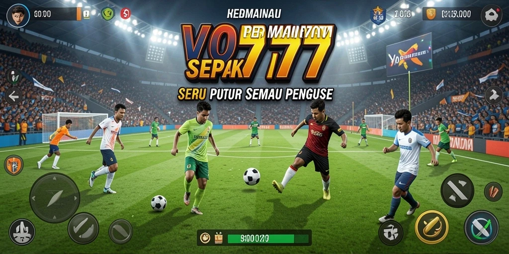 Tangkapan layar VO777 menampilkan aksi seru dalam permainan sepak bola.