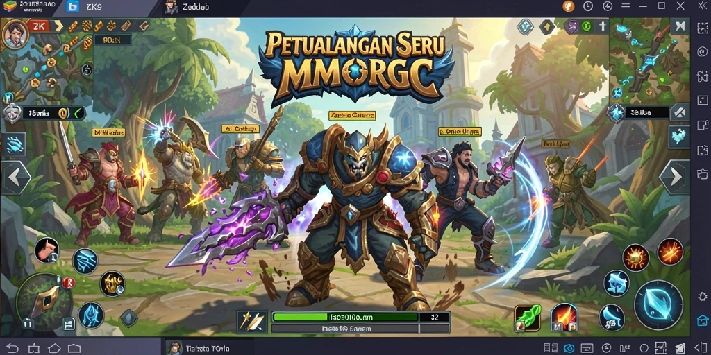 Tampilan utama gameplay ZK9 menampilkan aksi seru di dunia MMORPG.